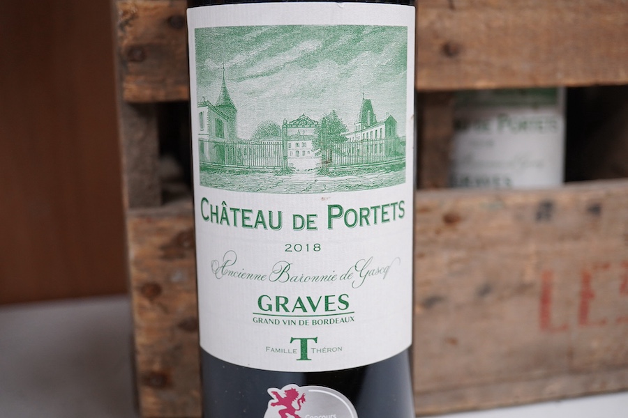 Twelve bottles of Chateau de Portets 2018 Graves grand Vin de Bordeaux. Condition - storage unknown